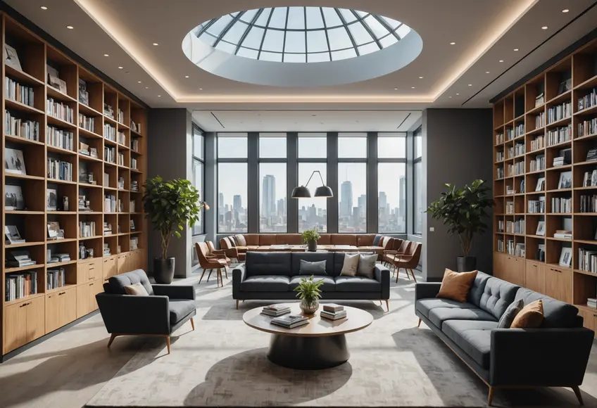 People collaborating in a modern coworking space in Surat