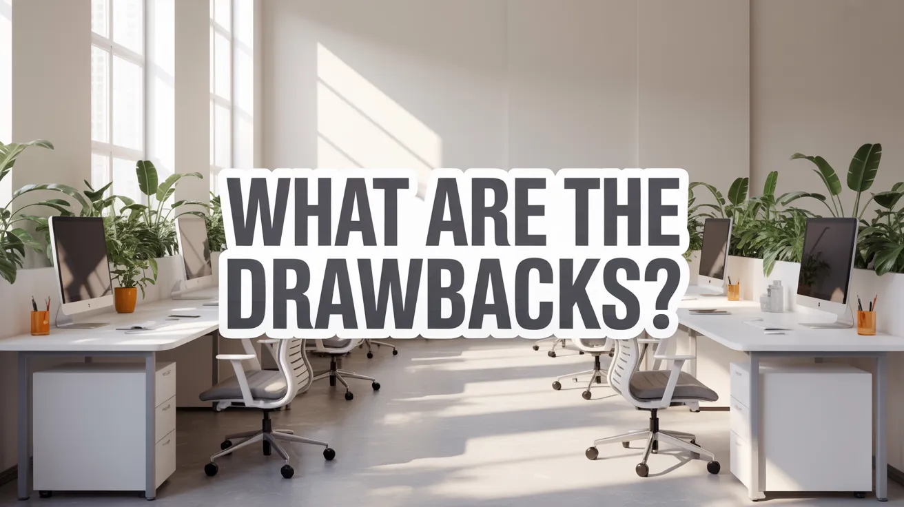 Empty workstations in a modern coworking office highlighting the drawbacks of hot desking.